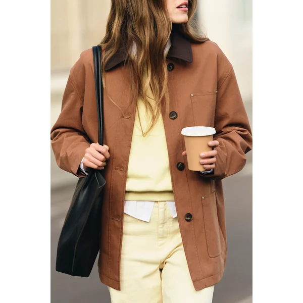 Veste mi-longue à col velours