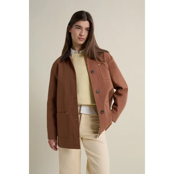 Veste mi-longue à col velours