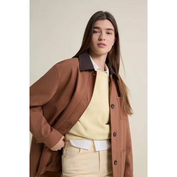 Veste mi-longue à col velours