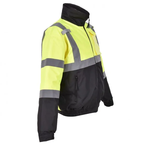 Veste parka bicolore haute visibilité Veste de sécurité Avertissement Doublure d'hiver coton, Taille XL, Jaune/noir