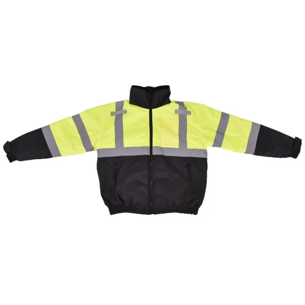 Veste parka bicolore haute visibilité Veste de sécurité Avertissement Doublure d'hiver coton, Taille XXL, Jaune/noir