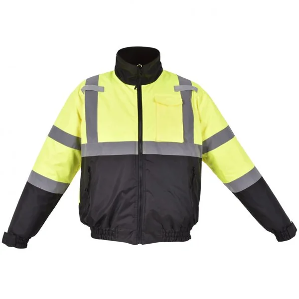 Veste parka bicolore haute visibilité Veste de sécurité Avertissement Doublure d'hiver coton, Taille XXL, Jaune/noir