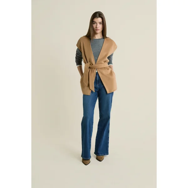 Veste sans manches ceinturée