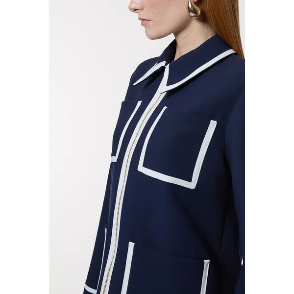 Veste tailleur compacte stretch à finitions effilées et poches