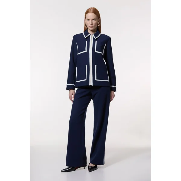 Veste tailleur compacte stretch à finitions effilées et poches