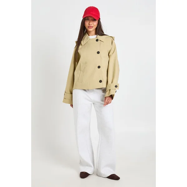 Veste Trench Courte À Casynthétiqueche Amovible Coupe Boxy
