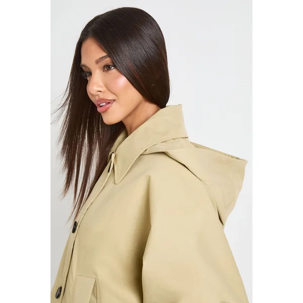 Veste Trench Courte À Casynthétiqueche Amovible Coupe Boxy