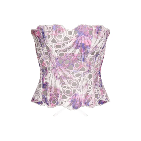 Violet Corset En Dentelle Florale Transparente Texturée