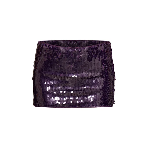 Violet Ensemble Jupe Courte Froncée À Sequins