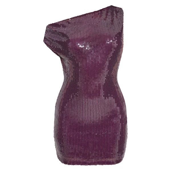 Violet Robe Mini Asymétrique À Sequins