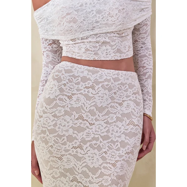 Viselle | Jupe longue blanche en dentelle