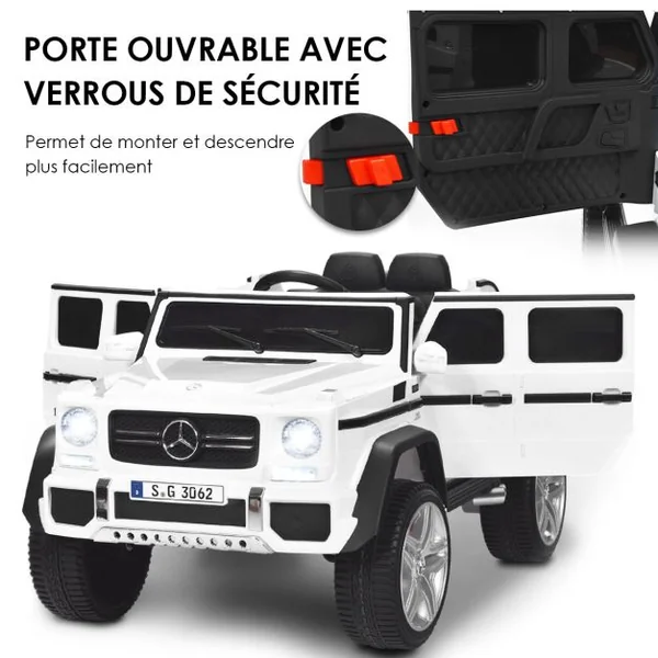 Voiture Eléctrique 12 V pour Enfants 2 Place avec Lumières LED port AUX USB Télécommande Parentale de 3 à 8 Ans Noir/Bleu/Rose/Blanc