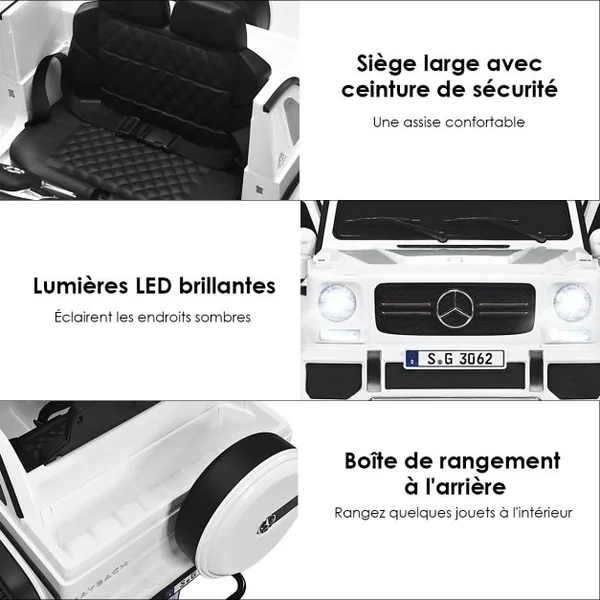 Voiture Eléctrique 12 V pour Enfants 2 Place avec Lumières LED port AUX USB Télécommande Parentale de 3 à 8 Ans Noir/Bleu/Rose/Blanc