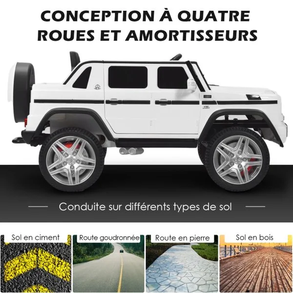 Voiture Eléctrique 12 V pour Enfants 2 Place avec Lumières LED port AUX USB Télécommande Parentale de 3 à 8 Ans Noir/Bleu/Rose/Blanc