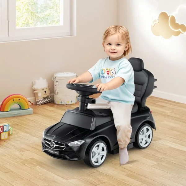 Voiture à Pousser 3-en-1 Mercedes-Benz sous Licence avec Canopy rRéglable et Barre de Direction pour 18- 36 Mois Charge 25kg 5 Couleurs au Choix