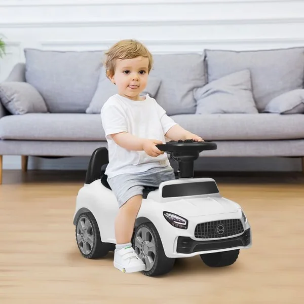 Voiture à Pousser Porteur Voiture avec Musique et Klaxon pour Bébé de 19 à 36 Mois Blanc