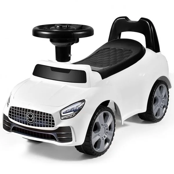 Voiture à Pousser Porteur Voiture avec Musique et Klaxon pour Bébé de 19 à 36 Mois Blanc