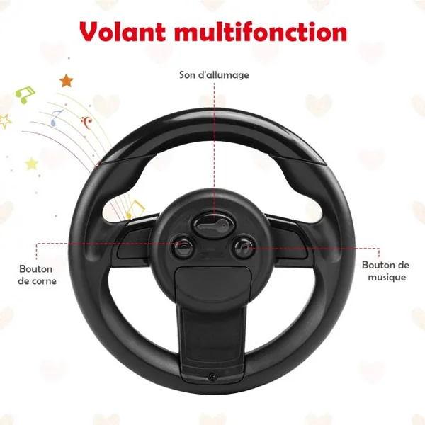 Voiture à Pousser Porteur Voiture avec Musique et Klaxon pour Bébé de 19 à 36 Mois Blanc