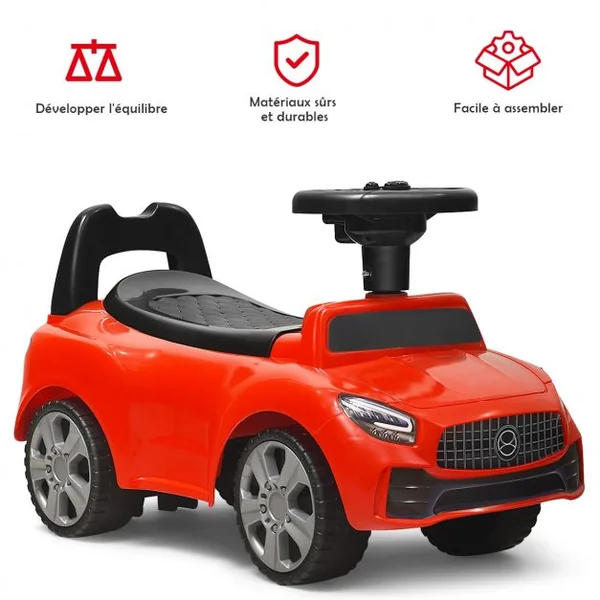 Voiture à Pousser Porteur Voiture avec Musique et Klaxon pour Bébé de 19 à 36 Mois Rouge