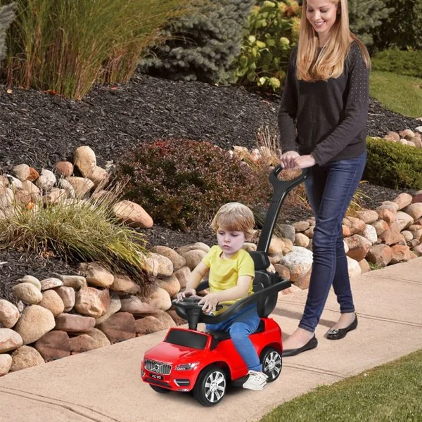 Voiture à Pousser pour Enfant avec Pare-soleil Barre de Sécurité Repose-pied Rouge