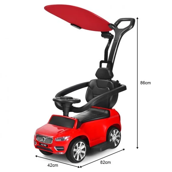Voiture à Pousser pour Enfant avec Pare-soleil Barre de Sécurité Repose-pied Rouge