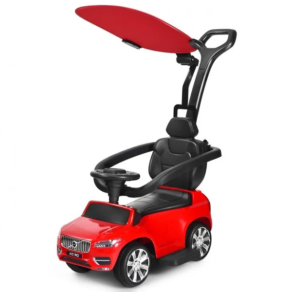 Voiture à Pousser pour Enfant avec Pare-soleil Barre de Sécurité Repose-pied Rouge