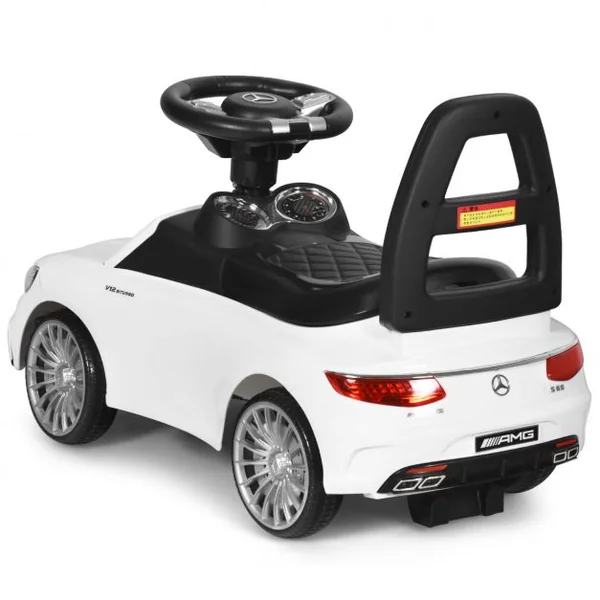 Voiture à Pousser pour Enfants de 18 à 36 Mois Porteur avec Klaxon Musique Phare LED Blanc