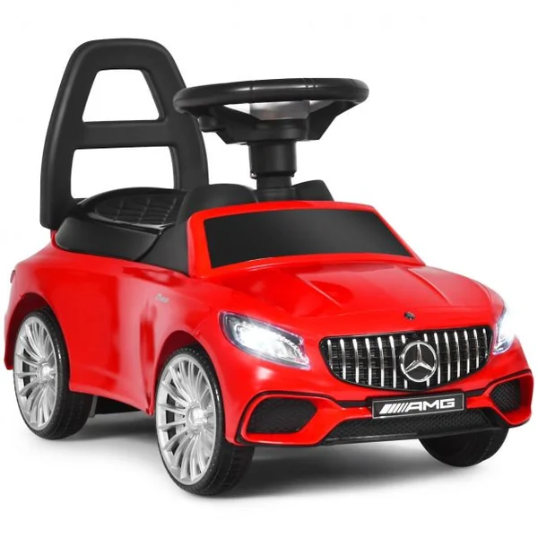 Voiture à Pousser pour Enfants de 18 à 36 Mois Porteur avec Klaxon Musique Phare LED Rouge