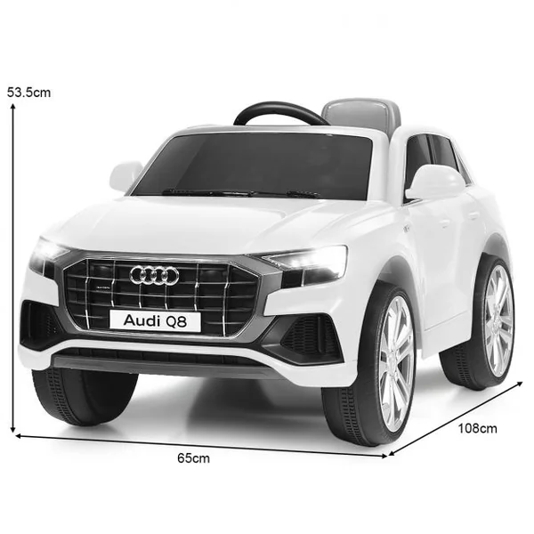 Voiture Électrique 12 V pour Enfants 2 Moteurs Vitesse Max : 5 km/h Télécommande 2.4G Lumières LED MP3 Effect Sonore Blanc