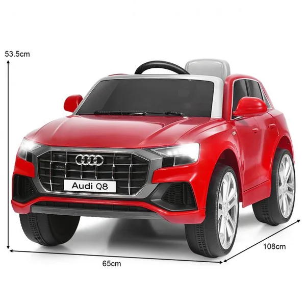 Voiture Électrique 12 V pour Enfants 2 Moteurs Vitesse Max : 5 km/h Télécommande 2.4G Lumières LED MP3 Effect Sonore Rouge