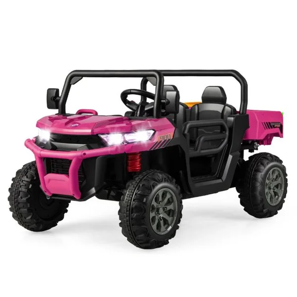 Voiture Électrique 2 Places Enfant 12V 2 Moteurs avec Télécommande 2,4 G 3-8 KM/H Charge 50KG 3-8 Ans Rose