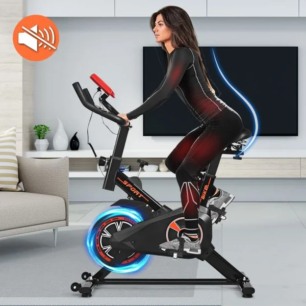 Vélo d'Appartement avec Ecran LCD Selle Réglable à 5 Positions Niveaux de Résistance Magnétique Réglable
