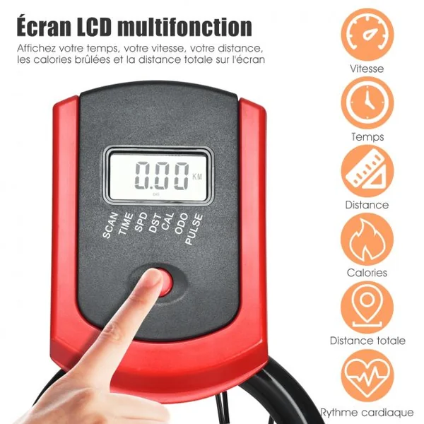 Vélo d'Appartement avec Ecran LCD Selle Réglable à 5 Positions Niveaux de Résistance Magnétique Réglable