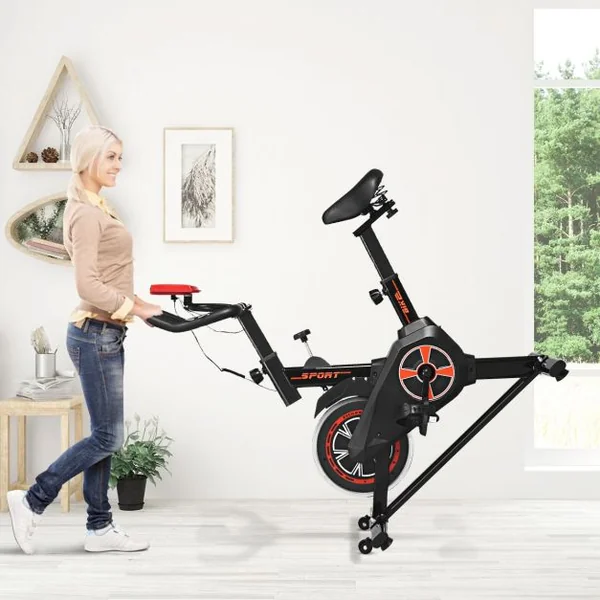 Vélo d'Appartement avec Ecran LCD Selle Réglable à 5 Positions Niveaux de Résistance Magnétique Réglable