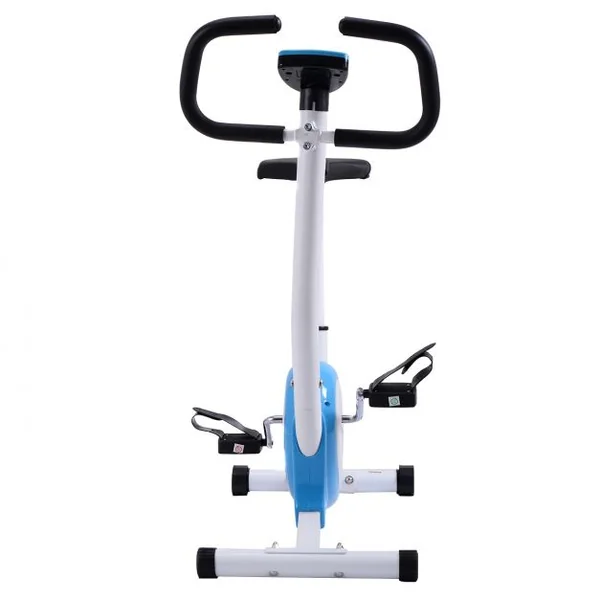 Vélo d’Appartement Fitness Musculation Vélo d’Exercice Hauteur Réglable avec Moniteur LCD Bleu et blanc