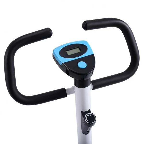 Vélo d’Appartement Fitness Musculation Vélo d’Exercice Hauteur Réglable avec Moniteur LCD Bleu et blanc