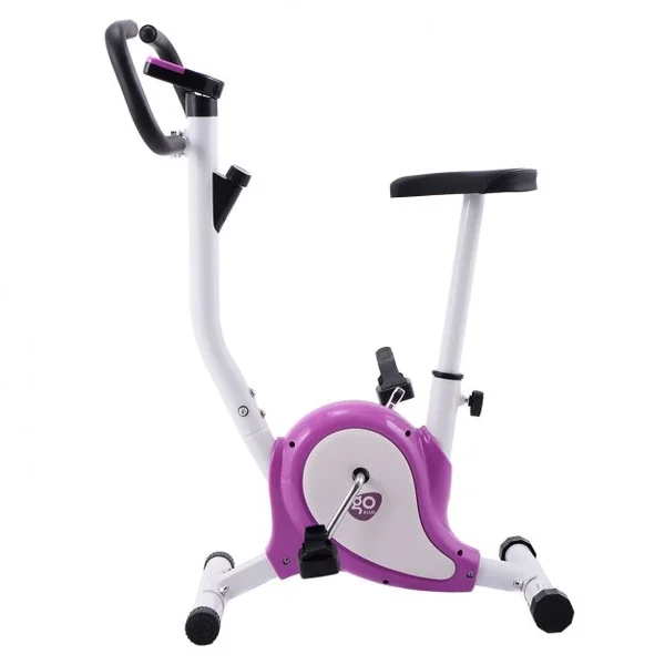 Vélo d’Appartement Fitness Musculation Vélo d’Exercice Hauteur Réglable avec Moniteur LCD Violet et Blanc