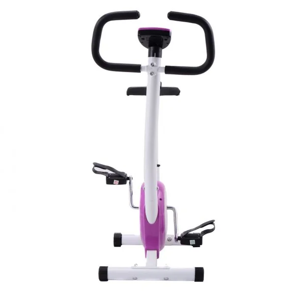 Vélo d’Appartement Fitness Musculation Vélo d’Exercice Hauteur Réglable avec Moniteur LCD Violet et Blanc