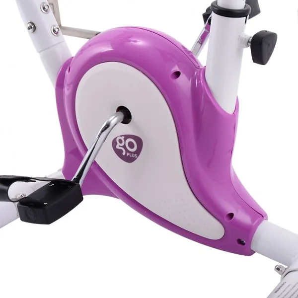 Vélo d’Appartement Fitness Musculation Vélo d’Exercice Hauteur Réglable avec Moniteur LCD Violet et Blanc