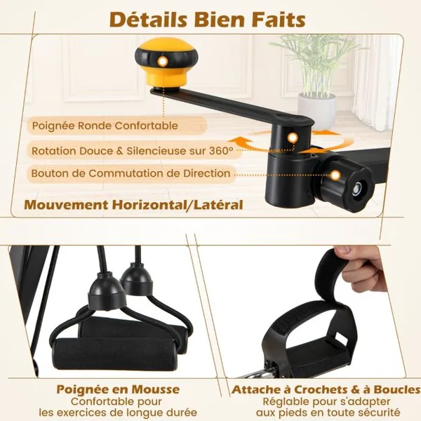 Vélo D'appartement à Pédales Pliable Résistance Réglable avec Fonction D'étirement Entraînement du Membre Supérieur et Coordination Hauteur 73-102CM