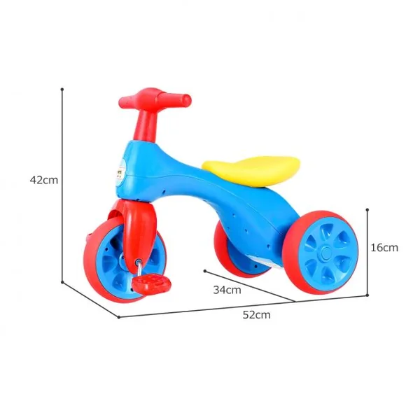 Vélo d’équilibre pour enfant Tricycle pour enfant avec pédales Klaxon en HDPE, 57x34x42cm, Rose-violet