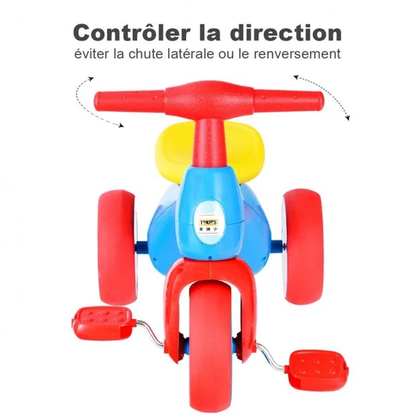 Vélo d’équilibre pour enfant Tricycle pour enfant avec pédales Klaxon en HDPE, 57x34x42cm, Rose-violet
