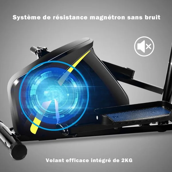 Vélo Elliptique avec 8 Niveaux de Résistance-Masse d'Inertie 2 kg Pouls à la Main Affichage LCD