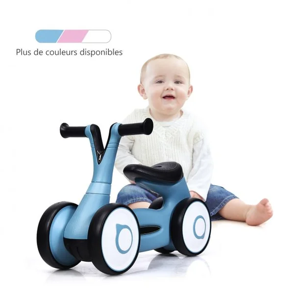 Vélo Trotteur pour Enfant de 12 à 36 mois sans Pédales Guidon Réglable Capacité 20 kg en PP+PVA 59x29x40cm Bleu