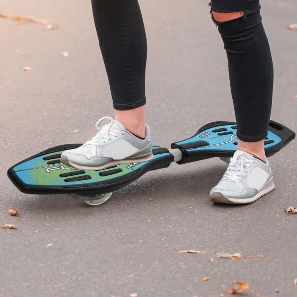 Waveboard Planche à Roulettes pour Enfants 2 Roues Colorées Sac de Transport Capacité 70kg, 86x23x11,5cm, Bleu