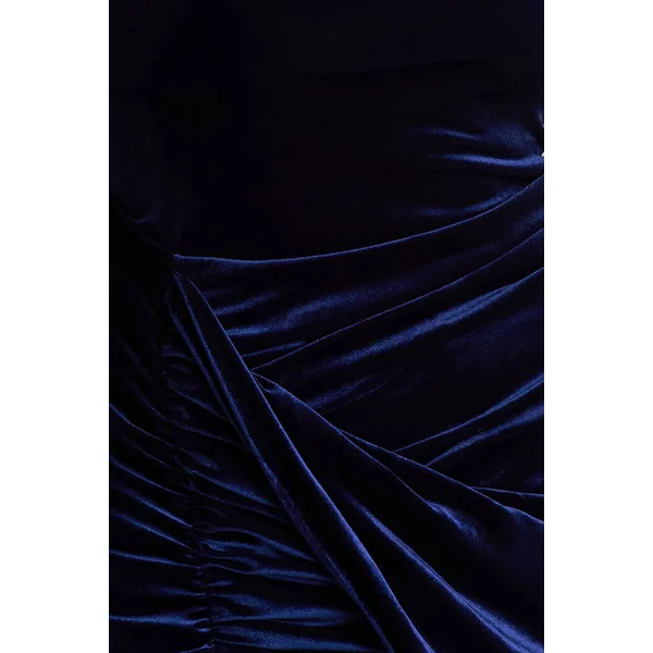 Wishes | Robe longue en velours bleu marine à col haut avec jupe portefeuille