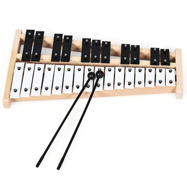 Xylophone à 27 Notes Instrument de Percussion avec Base en Bois et 27 Touches Métalliques 2 Maillets en Caoutchouc Sac de Transport