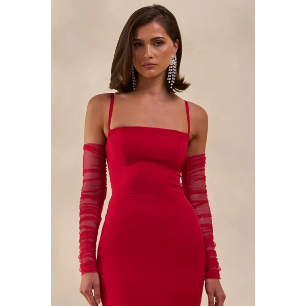 Zavira | Manches longues en mesh rouge