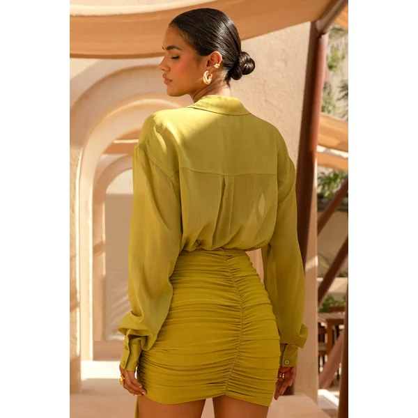 Zinna | Chemise verte à décolleté plongeant