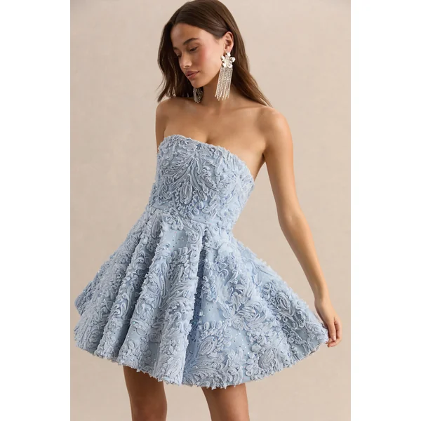 Zosia | Mini-robe bandeau en maille bleue